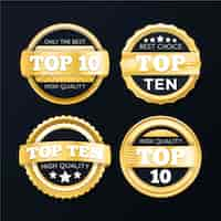 Free vector top ten labels collection