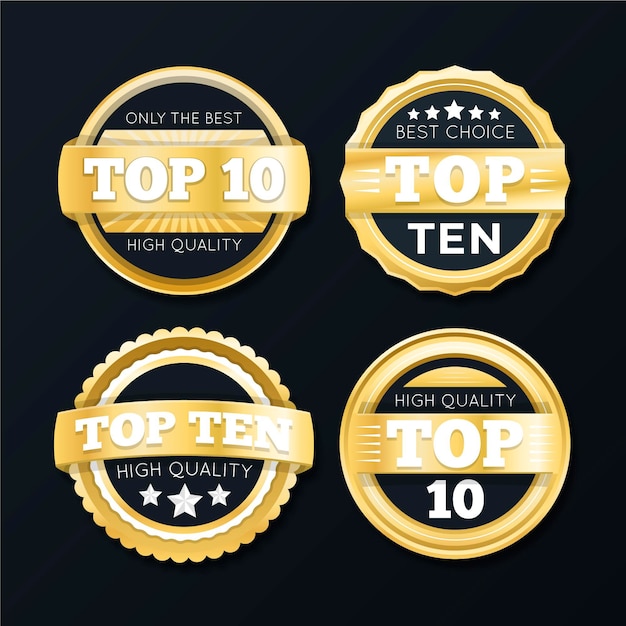 Free Vector top ten labels collection