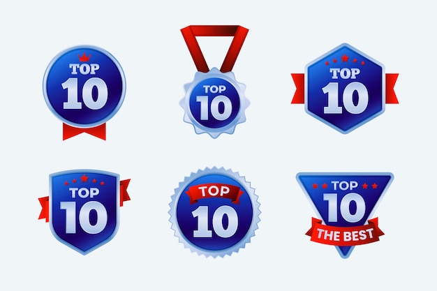 Free Vector top ten labels set