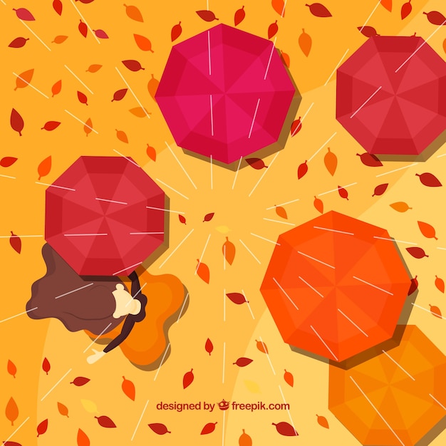 Free Vector top view autumn background with rain