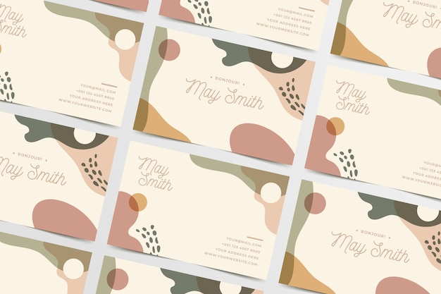 Free Vector top view business card template with watercolour stains