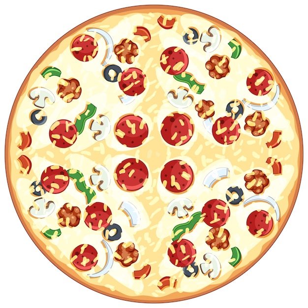 Free Vector top view of cheeze pizza on white background