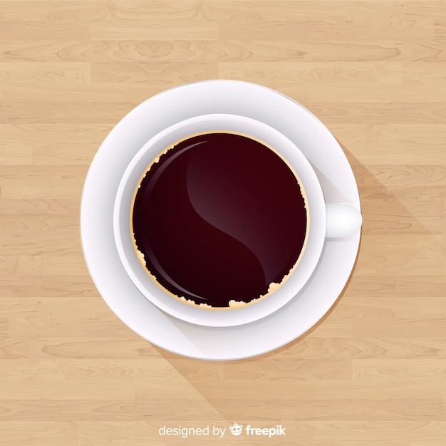 Top view of coffee cup with realistic design