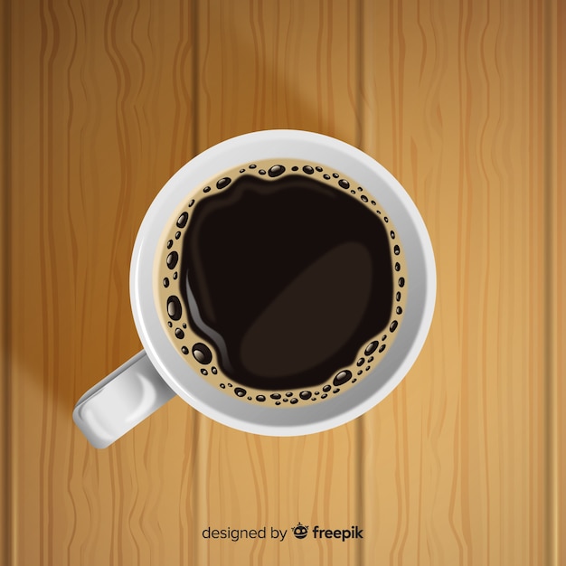 Free Vector top view of coffee cup with realistic design