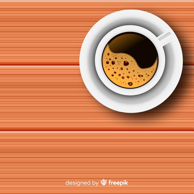 Top view of coffee cup with realistic design