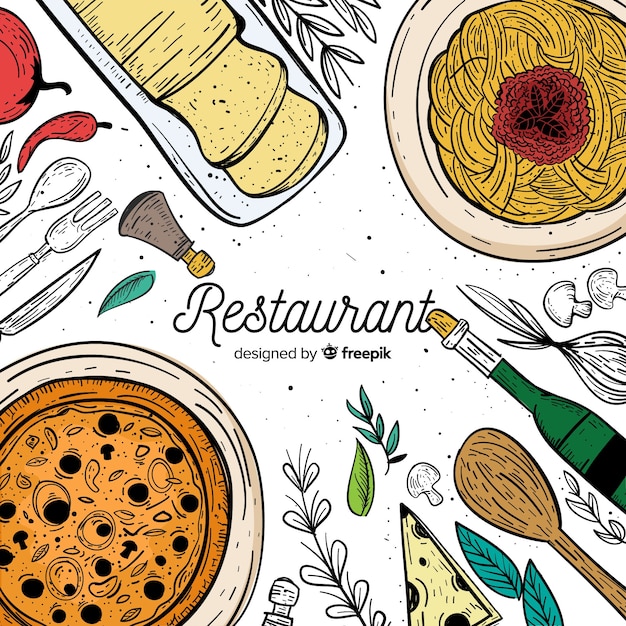 Free Vector top view of dishes on restaurant table