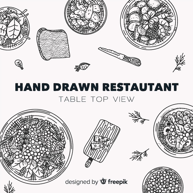 Free Vector top view of dishes on restaurant table