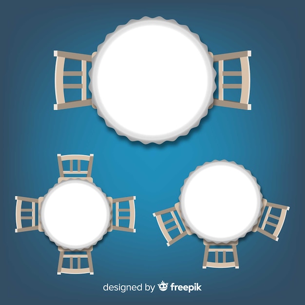 Free Vector top view of empty restaurant tables with realistic design