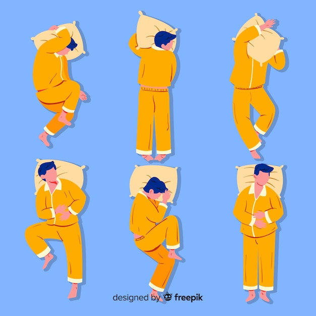 Free Vector top view flat person sleep position pack