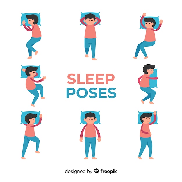 Free Vector top view flat person sleep position pack