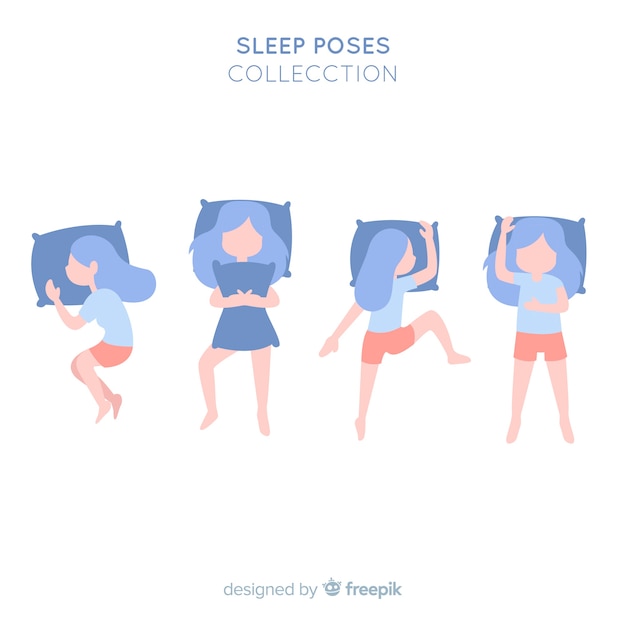 Free Vector top view flat person sleep position pack