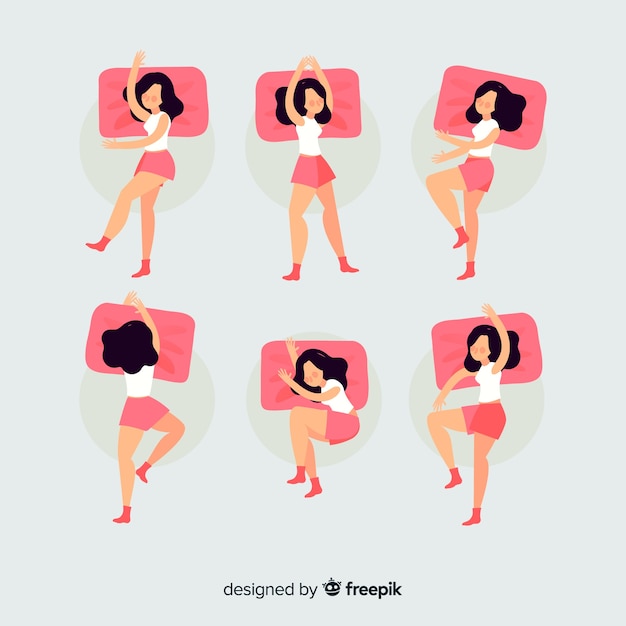 Free Vector top view flat person sleep position pack