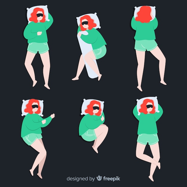 Free Vector top view flat sleeping poses collection