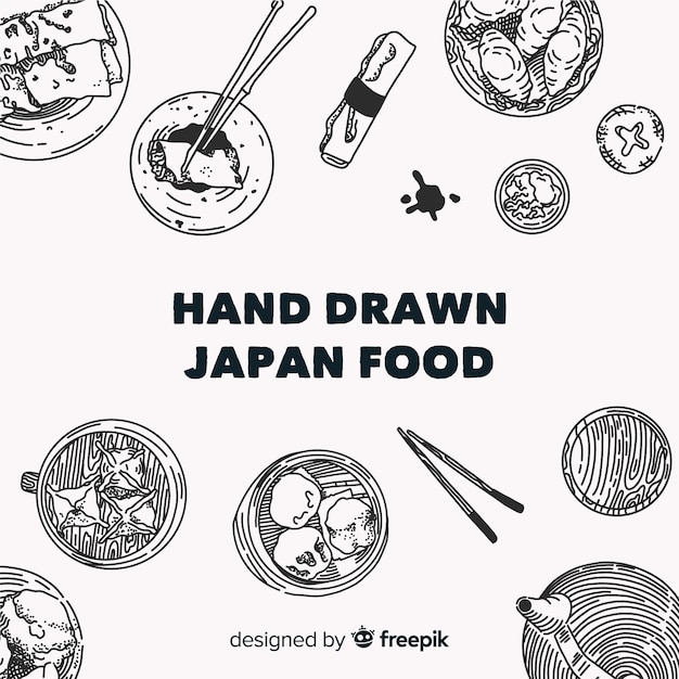 Free Vector top view of japanese dishes on restaurant table