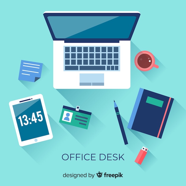 Free Vector top view of modern office desk