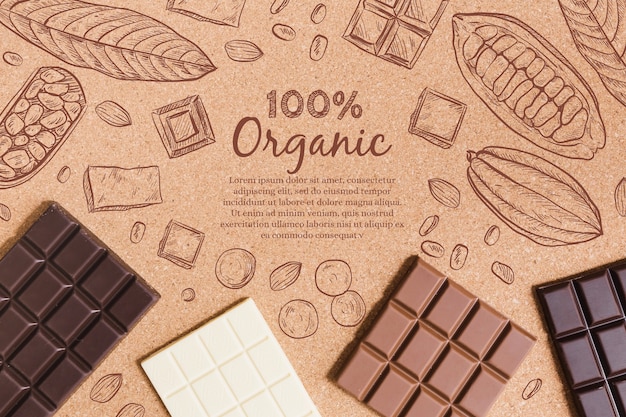 Free Vector top view organic chocolate bars