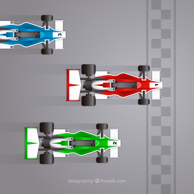 Free Vector top view of realistic formula 1 car at finish line