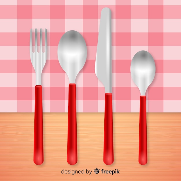 Free vector top view of restaurant cutlery with realistic design