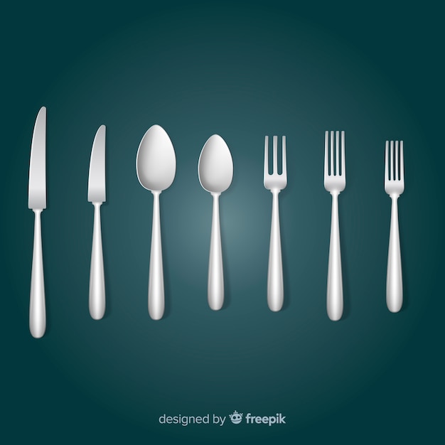 Top view of restaurant cutlery with realistic design