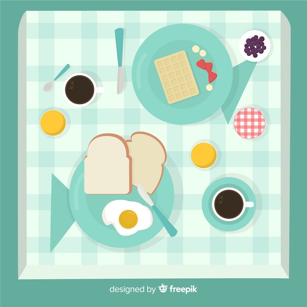 Free Vector top view of restaurant table with flat design