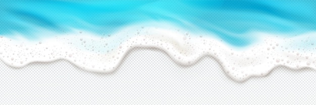 Top view of sea wave foam splashing border