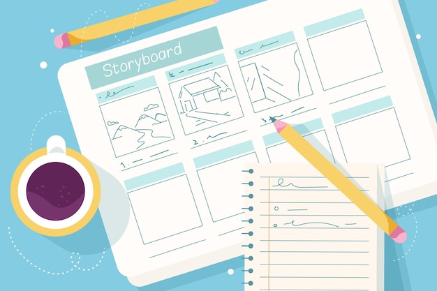 Free Vector top view storyboard concept