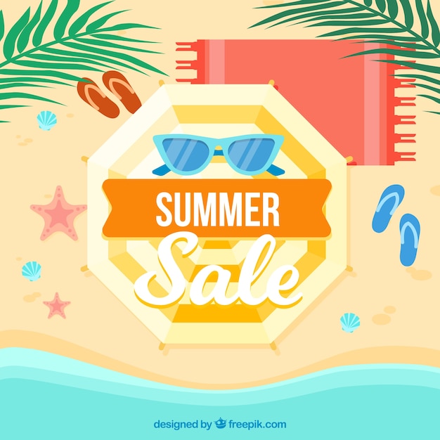 Top view summer sale background