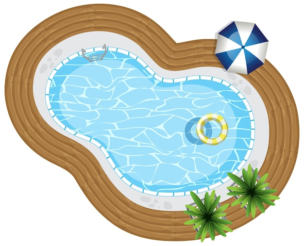 Free Vector top view of swimming pool with rubber ring on white background