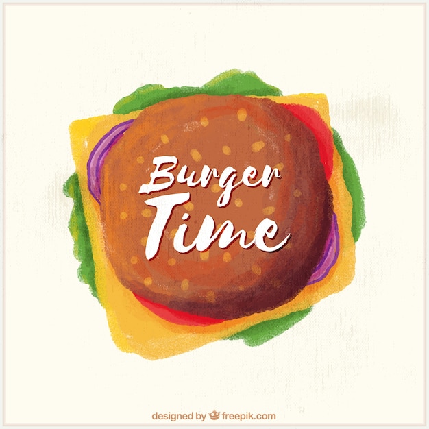 Free vector top view of watercolor hamburger