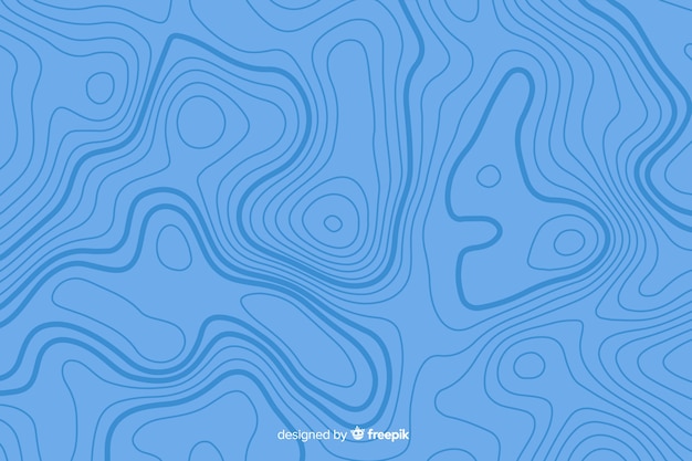 Free vector topographic lines background on blue shades