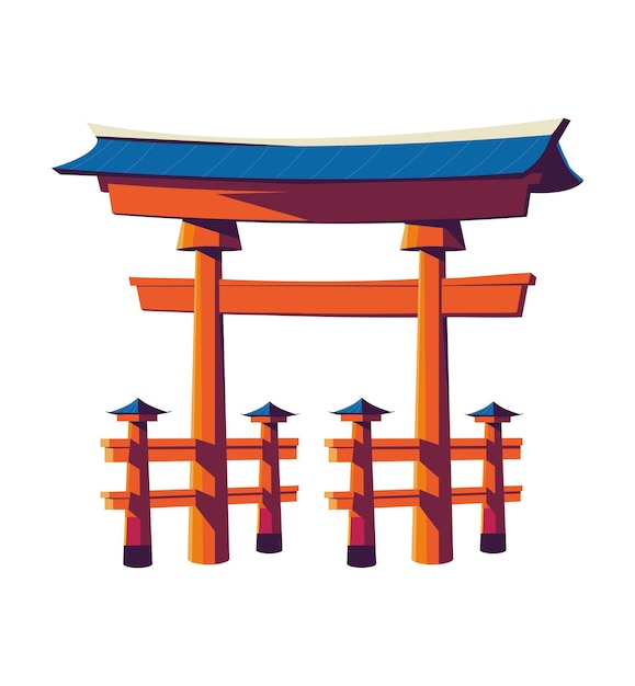 Free Vector torii gate icon isolated style