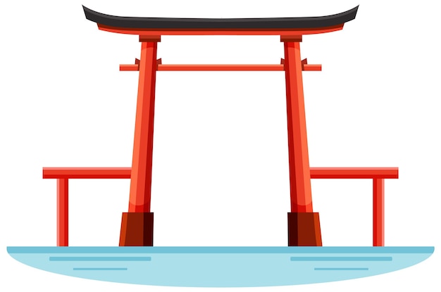 Free Vector a torii gate landmark of shinto shrine in japan