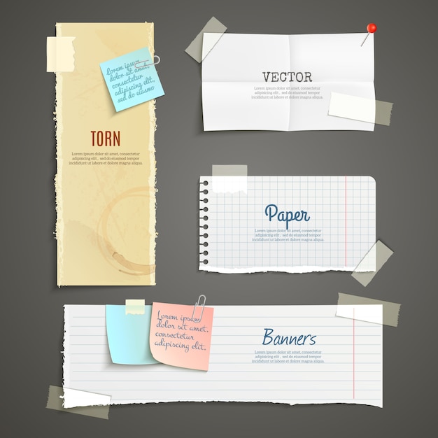 Free Vector torn paper banner set