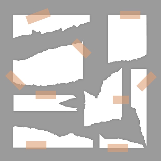 Free vector torn paper collection with tape