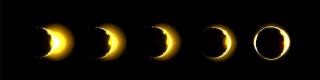 Free Vector total and partial solar eclipse lunar phase light