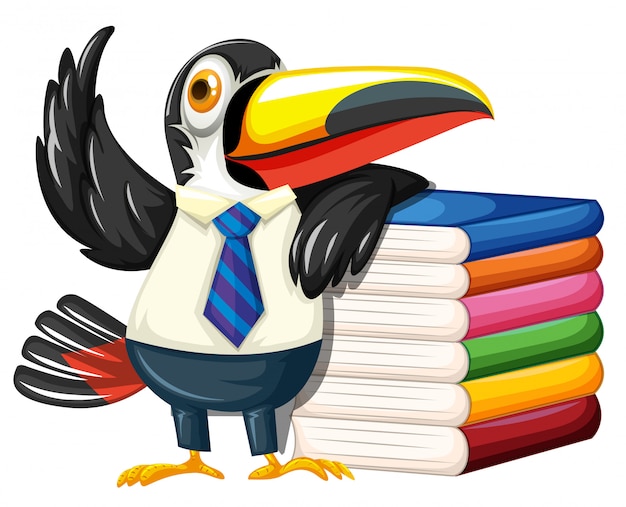 Free Vector toucan with many books