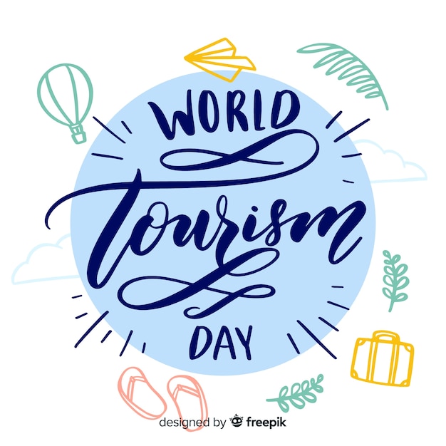 Free Vector tourism day concept with lettering