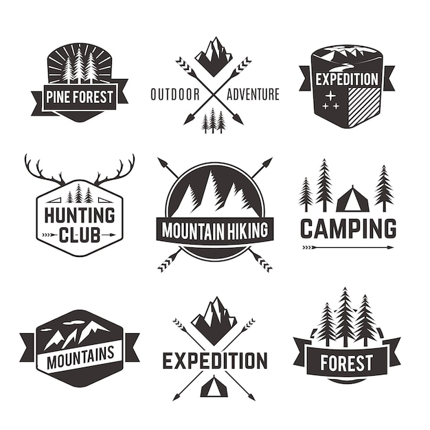 Free Vector tourism emblems labels set