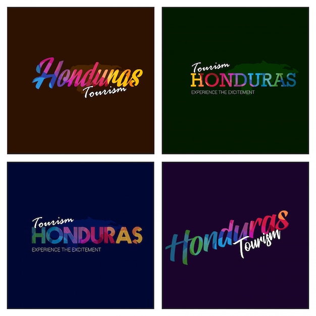 Free Vector tourism honduras typography logo background set