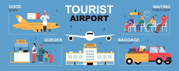 Tourist In Airport Infographics Illustration