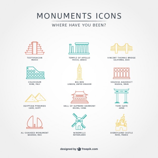 Free Vector touristic icons collection