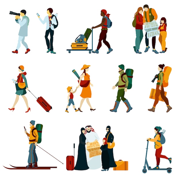 Free Vector touristic people set