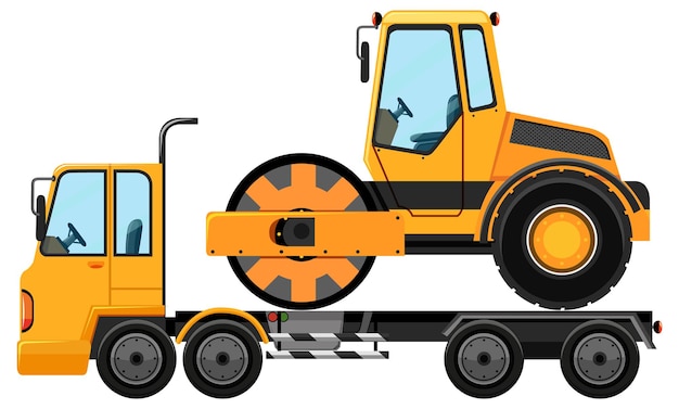 Free Vector tow truck carrying road roller