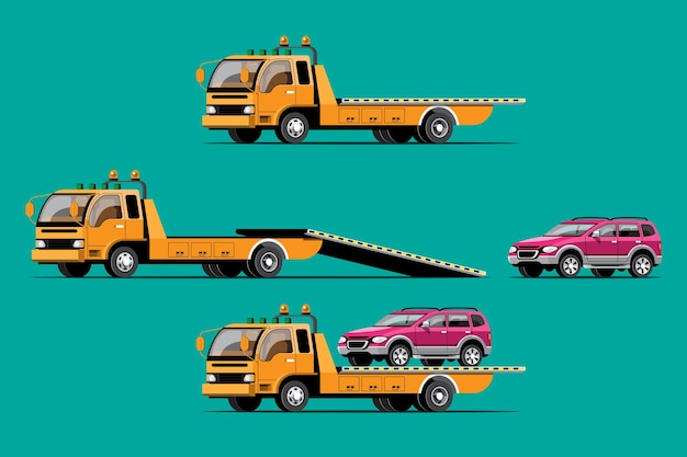 Free Vector towing car with automobile set