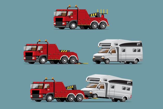 Free vector towing cars set