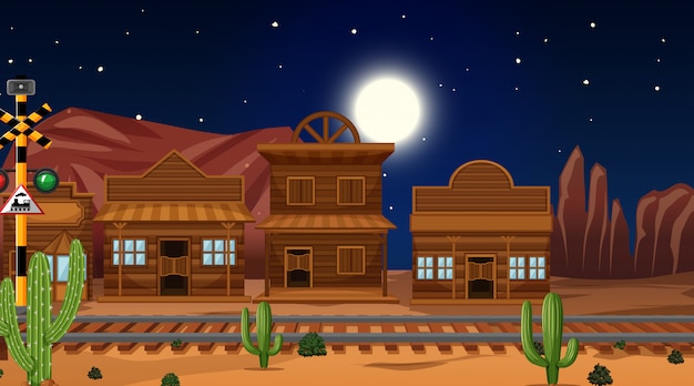 Free Vector town in desert scene