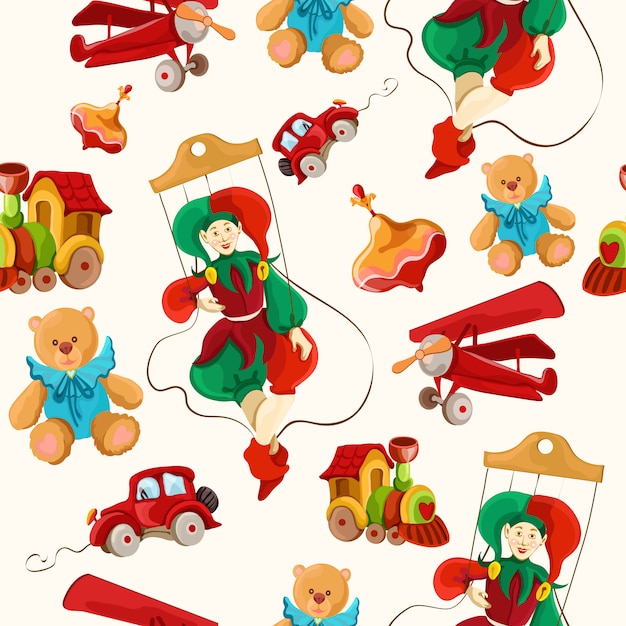 Toys colored drawn seamless pattern