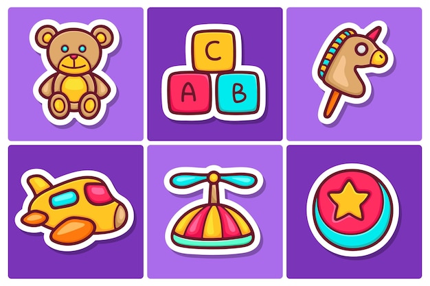 Free Vector toys sticker icons doodle coloring vector