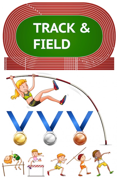 Free Vector track and field sports and sport medals