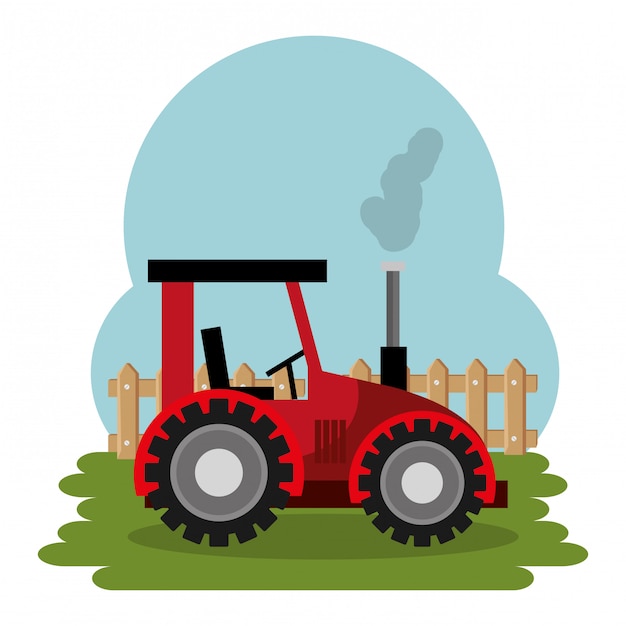 Free Vector tractor in the farm scene